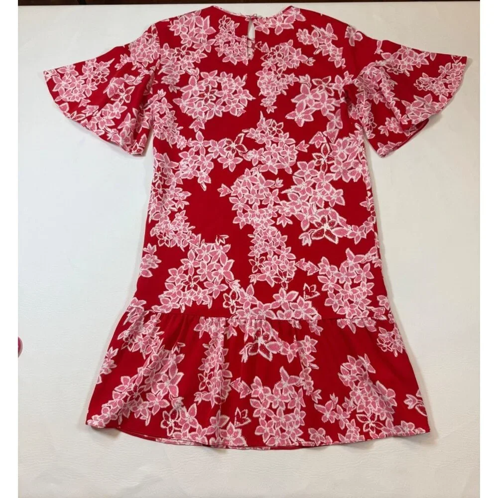 Diane Von Furstenberg Red Pink Floral Print Dress Small FLAW (bin ii89) - Picture 7 of 9
